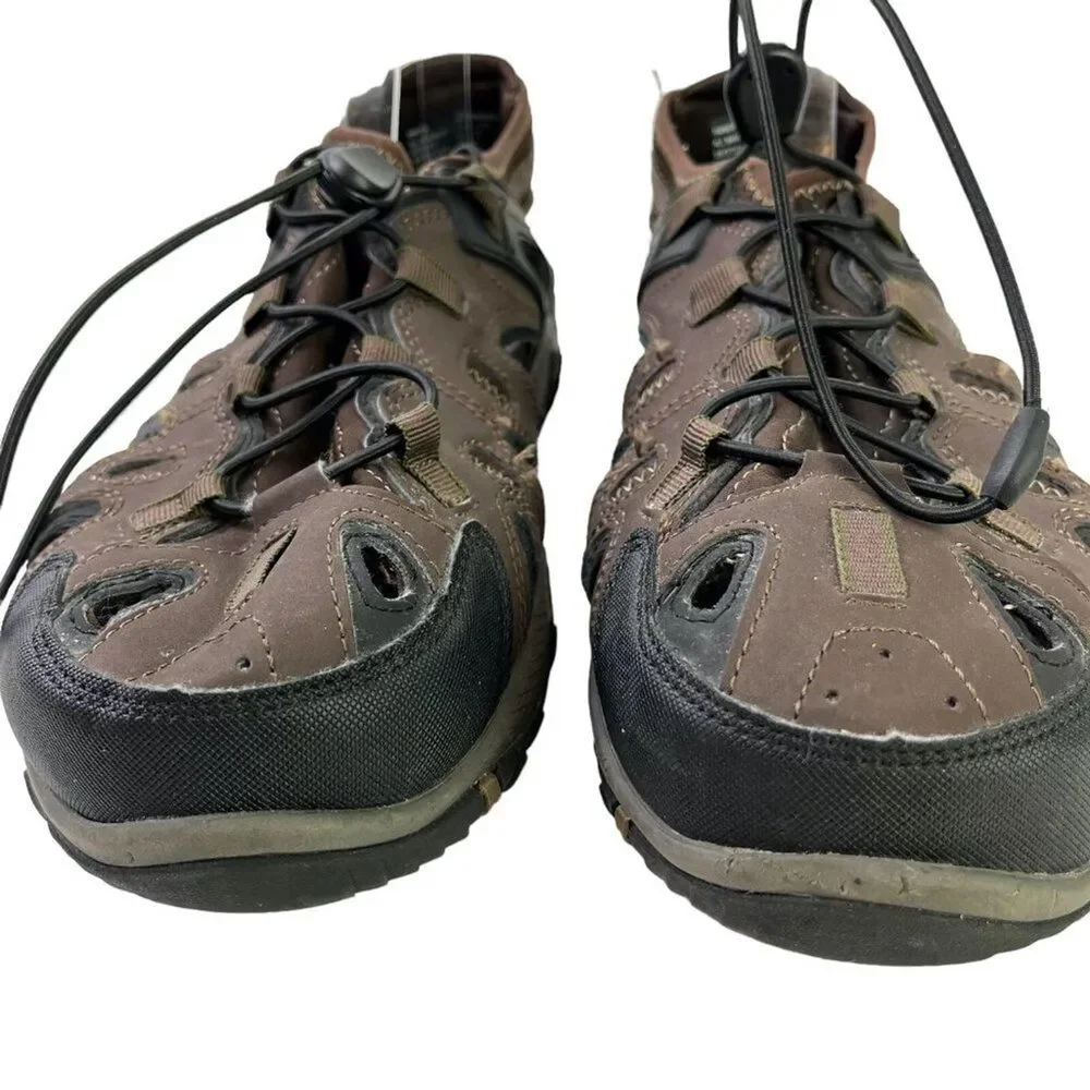 Eddie Bauer Rainer Mens Dark Brown Fisherman Water Sandals Closed Toe Shoes 11